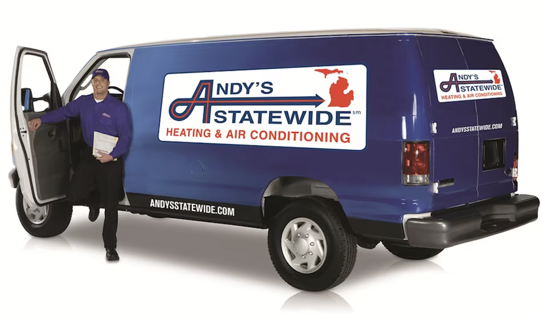 Andys Statewide van with HVAC repair technician in Detroit MI