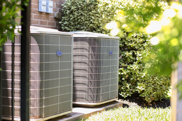Outdoor components of an HVAC system